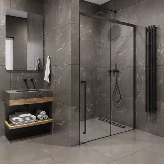 Душевая дверь в нишу Timo T58L 140 см левая чёрный